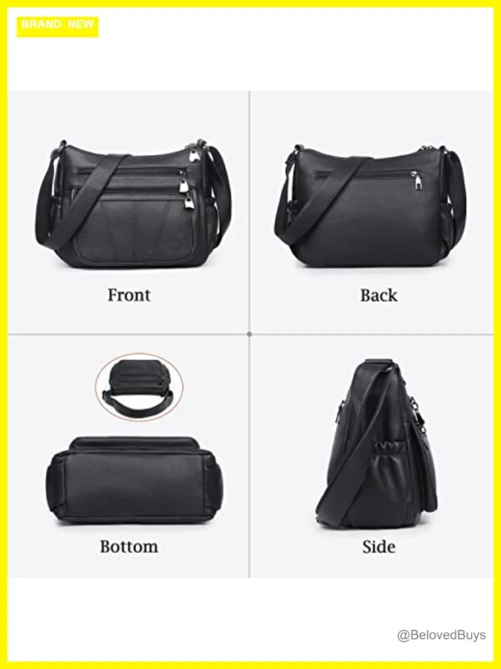 Women's Soft PU Leather Satchel Crossbody Bag Medium Roomy Handbag with